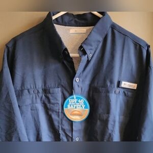 Columbia Men's NEW Shirt Casual Button Down Navy Blue Size L